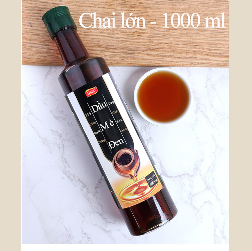 Dầu Thực Vật Dầu mè đen nguyên chất dung tích 1000ml Chai lớn dùng cho nấu ăn, làm đẹp