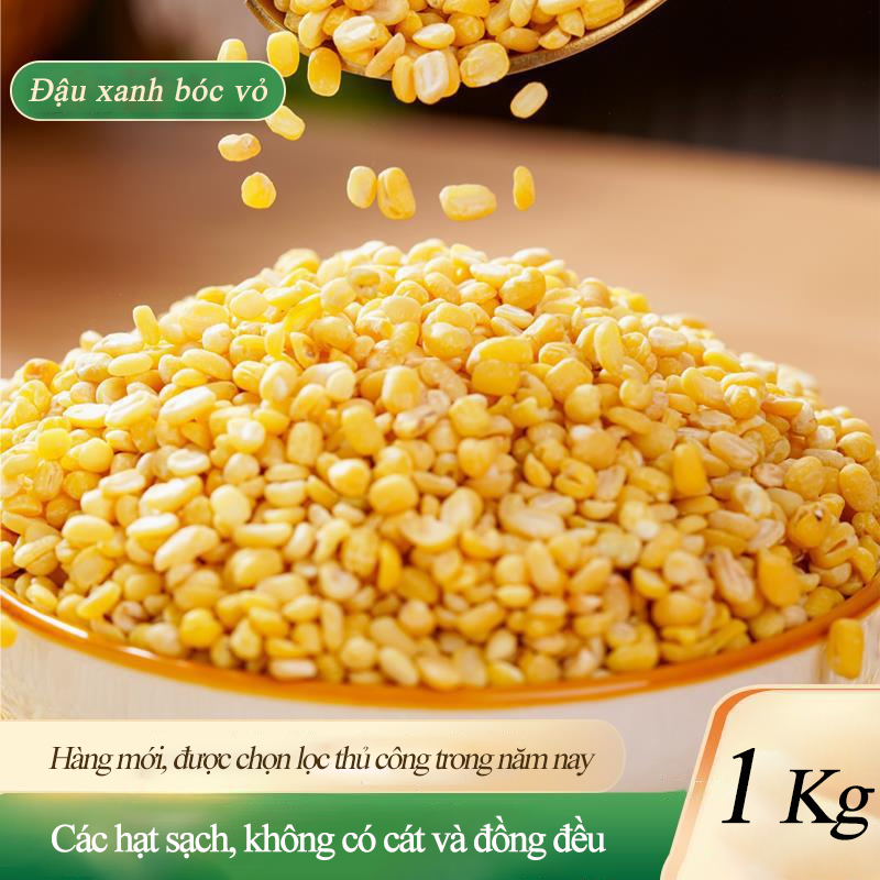 Hạt Dinh Dưỡng Đậu xanh đã tách vỏ, hạt vàng, không vỏ, nguyên liệu làm bánh, nhân đậu xanh, nấu chè, bánh ngọt.